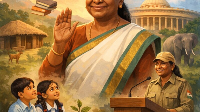 Simple 10 Lines on Draupadi Murmu for Class 1 to 4 Students